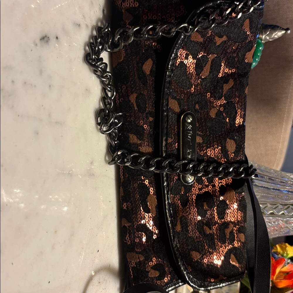 Betsey Johnson Black and Brown Sequin Clutch
